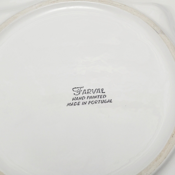 FARVAL Made in Portugal Lot of 4 Hand Painted Ceramic Dinner Plates Theme Olive - Picture 4 of 6